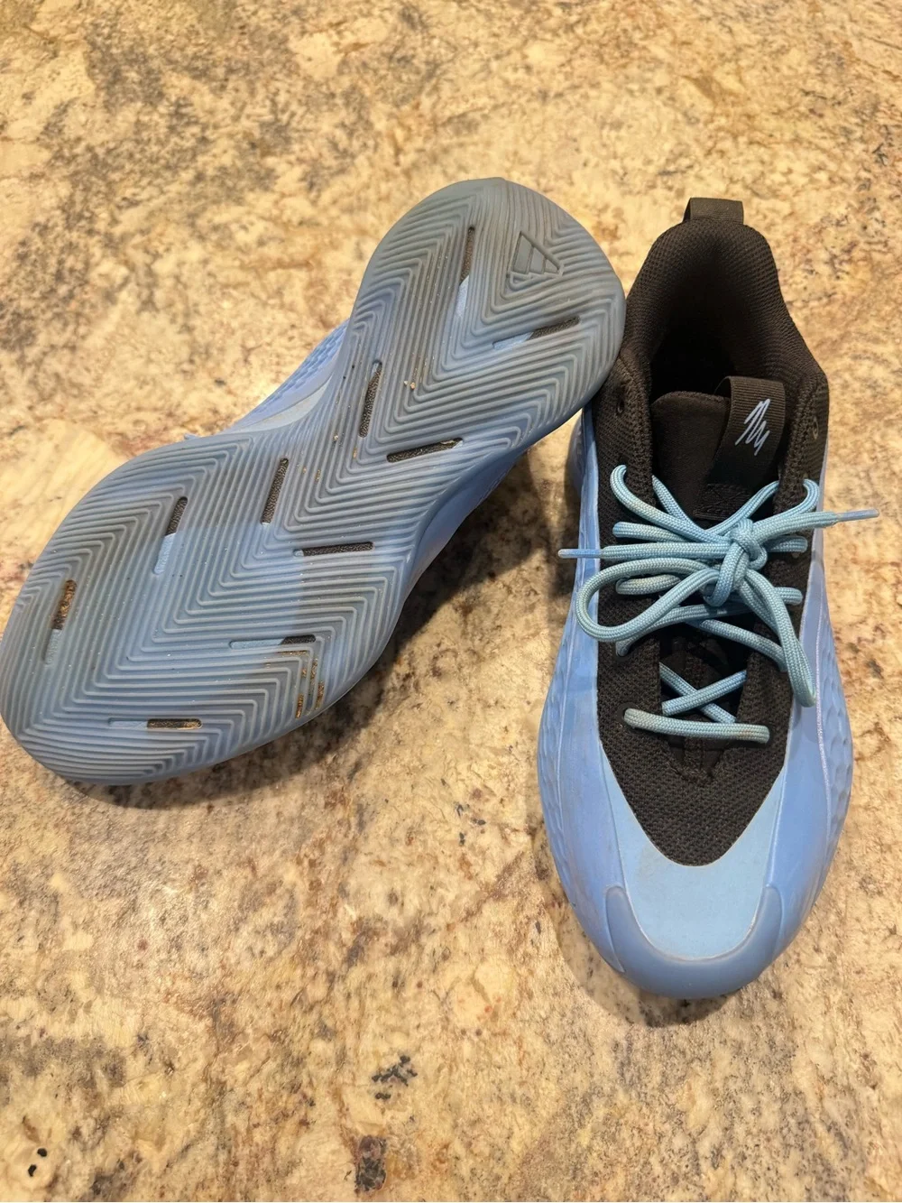 adidas Kids Light Blue and Black Sneakers - Lace-Up Athletic Shoes